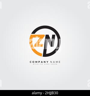 Initial Letter ZN Logo - Minimal Business Logo for Alphabet Z and N Stock Vector