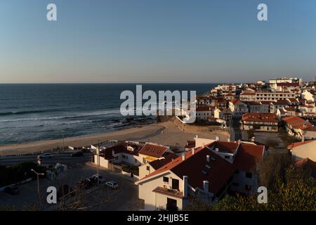 Panoramic view of the houses in São Pedro de Moel beach, Portugal, Europe Stock Photo