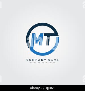 Initial Letter MT Logo - Simple Business Logo for Alphabet M and T Stock Vector