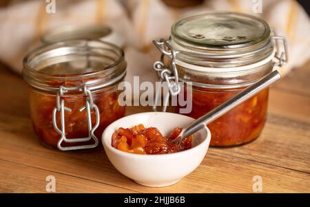 Delicious, golden, homemade Mango Chutney Stock Photo