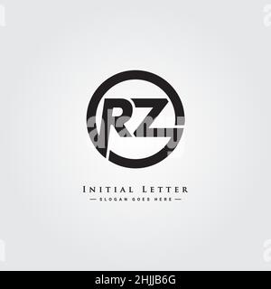Simple Business Logo for Initial Letter RZ - Alphabet Logo Stock Vector