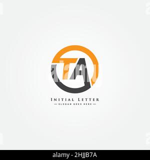Minimal Business logo for Alphabet TA - Initial Letter T and A Logo Stock Vector