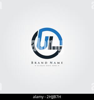 Initial Letter UL Logo - Minimal Business Logo for Alphabet U and L Stock Vector