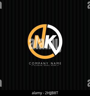 Simple Business Logo for Initial Letter NK - Alphabet Logo Stock Vector