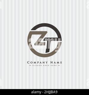 Initial Letter ZT Logo - Minimal Business Logo for Alphabet Z and T Stock Vector