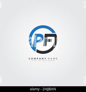 Initial Letter PF Logo - Minimal Business Logo for Alphabet P and F Stock Vector