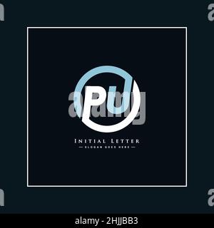 Simple Business Logo for Initial Letter PU - Alphabet Logo Stock Vector
