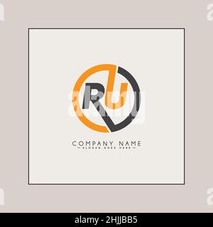 Initial Letter RU Logo - Minimal Business Logo for Alphabet R and U Stock Vector