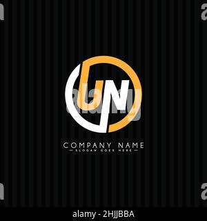 Minimal Business logo for Alphabet UN - Initial Letter U and N Logo Stock Vector