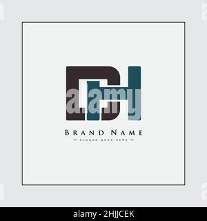 Initial Letter DH Logo - Minimal Alphabet Logo Stock Vector