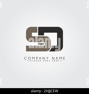 Initial Letter SD Logo - Simple Business Logo for Alphabet S and D Stock Vector
