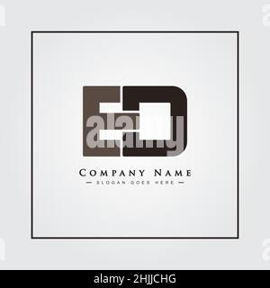 Initial Letter ED Logo - Minimal Alphabet Logo Stock Vector
