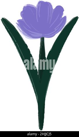 Abstract purple hand drawn flower isolated on white background. Vector illustration Stock Vector