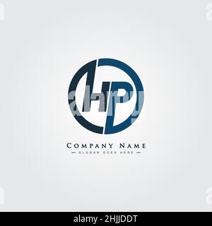 Simple Business Logo for Initial Letter HP - Alphabet Logo - Monogram Style Logo for Business Name Initials Stock Vector