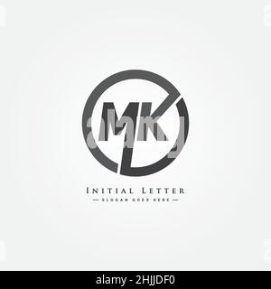 Minimal Business logo for Alphabet MK - Initial Letter M and K Logo - Monogram Style Logo for Business Name Initials Stock Vector