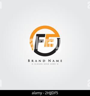 Initial Letter FE Logo - Minimal Business Logo for Alphabet F and E - Monogram Style Logo for Business Name Initials Stock Vector