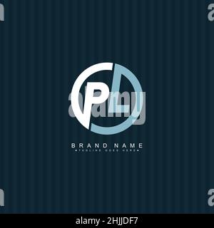 Initial Letter PL Logo - Simple Business Logo for Alphabet P and L - Monogram Style Logo for Business Name Initials Stock Vector