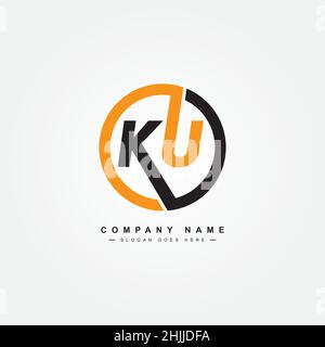 Minimal Business logo for Alphabet KU - Initial Letter K and U Logo - Monogram Style Logo for Business Name Initials Stock Vector