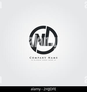 Initial Letter NL Logo - Minimal Business Logo for Alphabet N and L - Monogram Style Logo for Business Name Initials Stock Vector