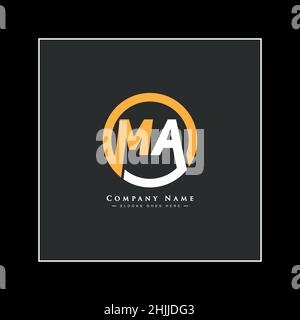 Initial Letter MA Logo - Simple Business Logo for Alphabet M and A  - Monogram Style Logo for Business Name Initials Stock Vector
