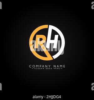 Minimal Business logo for Alphabet RH - Initial Letter R and H Logo - Monogram Style Logo for Business Name Initials Stock Vector