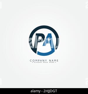 Initial Letter PA Logo - Minimal Business Logo for Alphabet P and A - Monogram Style Logo for Business Name Initials Stock Vector