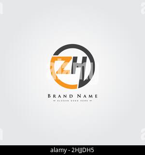 Minimal Business logo for Alphabet ZH - Initial Letter Z and H Logo - Monogram Style Logo for Business Name Initials Stock Vector