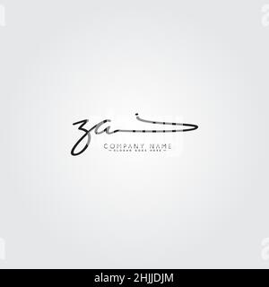 Initial Letter ZA Logo - Hand Drawn Signature Logo - Simple Signature Style Logo for Business Name Initials Stock Vector