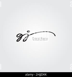 Initial Letter GJ Logo - Hand Drawn Signature Logo - Simple Signature Style Logo for Business Name Initials Stock Vector