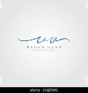 Initial Letter UV Logo - Hand Drawn Signature Style Logo - Simple Signature Style Logo for Business Name Initials Stock Vector