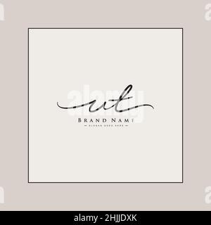 Initial Letter UT Logo - Hand Drawn Signature Style Logo - Simple Signature Style Logo for Business Name Initials Stock Vector