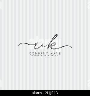 Initial Letter UK Logo - Hand Drawn Signature Style Logo - Simple Signature Style Logo for Business Name Initials Stock Vector