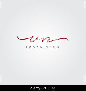 Initial Letter UN Logo - Handwritten Signature Style Logo - Simple Signature Style Logo for Business Name Initials Stock Vector