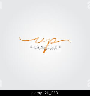 Initial Letter UP Logo - Handwritten Signature Style Logo - Simple Signature Style Logo for Business Name Initials Stock Vector