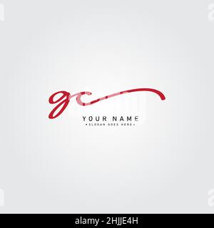 Initial Letter GC Logo - Handwritten Signature Logo - Simple Signature Style Logo for Business Name Initials Stock Vector