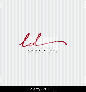 Initial Letter LD Logo - Hand Drawn Signature Logo - Simple Signature Style Logo for Business Name Initials Stock Vector