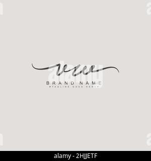 Initial Letter VW Logo - Hand Drawn Signature Style Logo - Simple Signature Style Logo for Business Name Initials Stock Vector