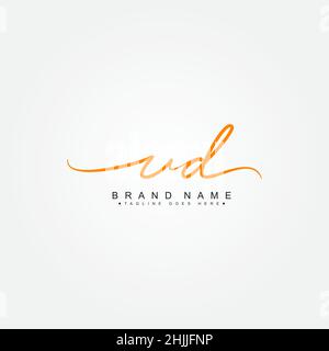 Initial Letter UD Logo - Handwritten Signature Style Logo - Simple Signature Style Logo for Business Name Initials Stock Vector