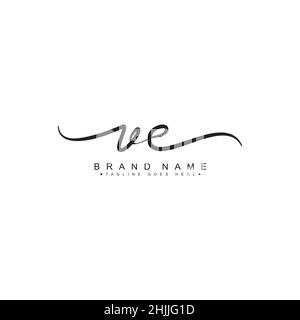 Initial Letter VE Logo - Handwritten Signature Logo - Vector Logo in Signature Style Initials Stock Vector
