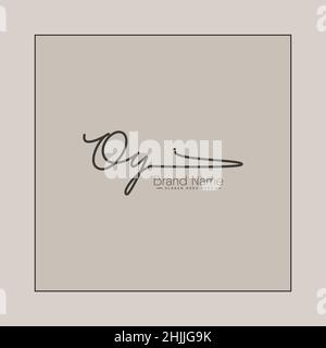 Initial Letter OY Logo - Handwritten Signature Style Logo - Vector Logo in Signature Style Initials Stock Vector