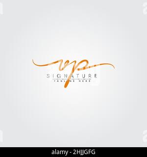 Initial Letter VP Logo - Handwritten Signature Style Logo - Vector Logo in Signature Style Initials Stock Vector