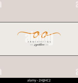Initial Letter OO Logo - Hand Drawn Signature Style Logo - Simple Vector Logo in Signature Style for Brand Name Initials. Stock Vector
