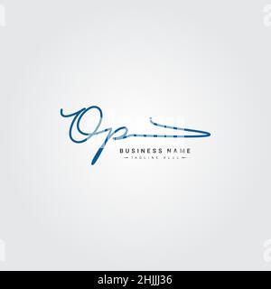Initial Letter OP Logo - Handwritten Signature Style Logo - Simple Vector Logo in Signature Style for Brand Name Initials. Stock Vector