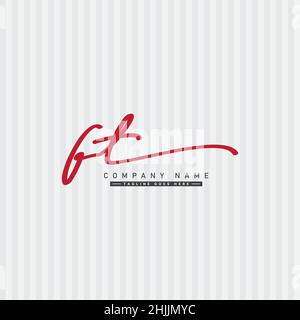 Initial Letter FT Logo - Hand Drawn Signature Logo - Simple Vector Logo in Signature Style for Brand Name Initials. Stock Vector