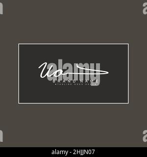 Initial Letter UO Logo - Handwritten Signature Style Logo - Simple Vector Logo in Signature Style for Brand Name Initials. Stock Vector