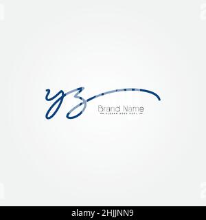 Initial Letter YZ Logo - Hand Drawn Signature Logo - Simple Vector Logo in Signature Style for Brand Name Initials. Stock Vector
