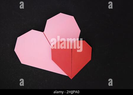 Red origami heart on white background with shadow. Illustration ...