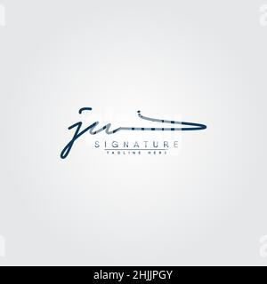 Initial Letter JU Logo - Handwritten Signature Style Logo - Simple Vector Logo in Signature Style for Brand Name Initials. Stock Vector