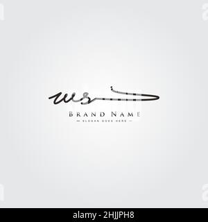 Initial Letter WS Logo - Handwritten Signature Style Logo - Simple Vector Logo in Signature Style for Brand Name Initials. Stock Vector