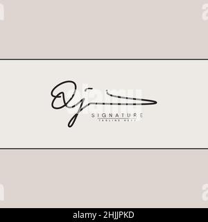 Initial Letter QJ Logo - Handwritten Signature Style Logo - Simple Vector Logo in Signature Style for Brand Name Initials. Stock Vector